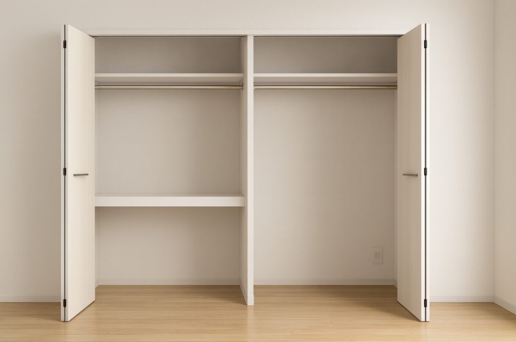 クローゼットの奥行きが浅すぎて、布団がしまえなかった